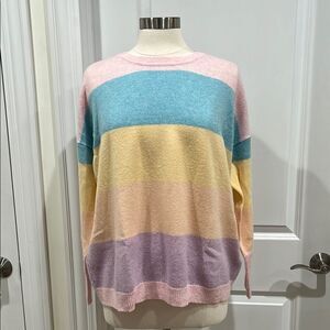 J. CREW boyfriend Sweater 80% Wool 20% Cashmere  Pastels Colorful Easter Spring